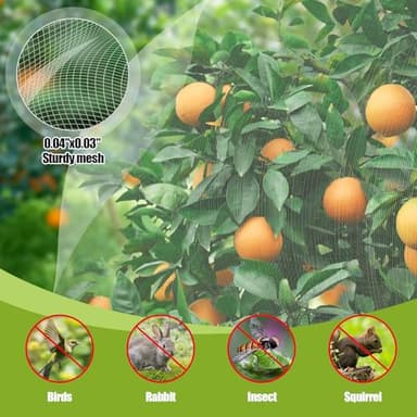 4PCS Bird Netting 6.6x8.2FT Tree Net Mesh Bag with Drawstring Garden Insect Netting Pest Barrier Blueberry Netting Plant Row Cover White Mosquito Net for Fruit/Flower/Vegetables - Image 4