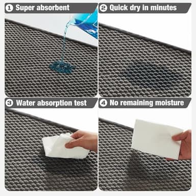 Bathroom Rugs Non Slip Washable, Super Absorbent Thin Bath Mat Quick Dry Low Pile Bathroom Rug, Grey 24"x47" - Image 5