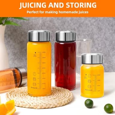 Glass Juice Bottles 4 Pack 16 oz - Wide Mouth Glass Water Bottles with Lids - for Juicing, Smoothies, Milk, Protein, BPA Free, Reusable, Stainless Steel Lids, Leak Proof, Shaker bottle (16oz/500ml) - Image 4