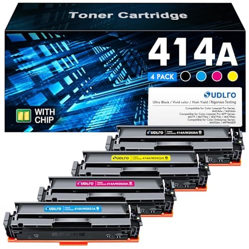 414A Toner Cartridges 4 Pack - Replacement for HP 414A Toner Cartridges 4 Pack HP 414A Black Toner to use with HP Color Pro MFP M479fdw M479fdn M454dw M454dn Printer, W2020A, with CHIP - Image 1