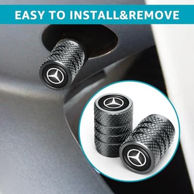 for Benz Car Tyre Valve Caps Tire Dust Caps for Mercedes Benz CESM CLK GLK GL AB GLS GLE AMG Series,4pcs Auto Tire Valve Stem Caps Universal Tire Air Covers,Anodized Dust Caps Car Tire Valve Cover - Image 3