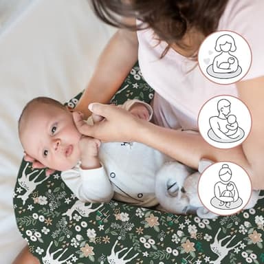 Little Grape Land Nursing Pillow for Infants, Breastfeeding Pillows, Baby Support Pillow for Nursing, Bottle Feeding, Tummy Time with Machine Washable Cover & Breathable Filling (Forest Deer) - Image 4