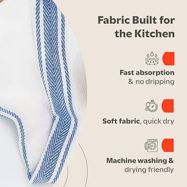 Zeppoli Classic Dish Towels - 15 Pack - 14" by 25" - 100% Cotton Kitchen Towels - Reusable Bulk Cleaning Cloths - Blue Hand Towels - Super Absorbent - Machine Washable - Image 5