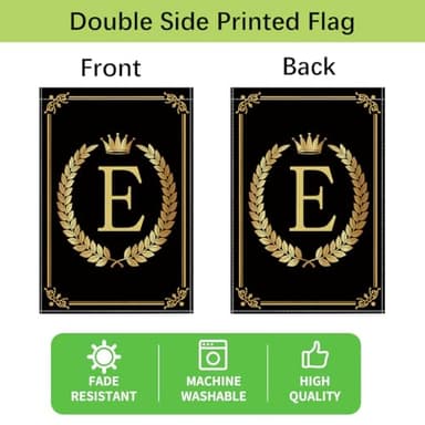 wyooxoo Monogram Letter E Garden Flag 12x18 Inch Double Sided for Outside Burlap Family Last Name Initial Black Yard Flag (E) - Image 4