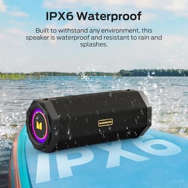 Monster Speaker S200 Wireless Portable Bluetooth Speaker, 24H Playtime, IPX6 Waterproof, 50W Stereo Sound, Bluetooth 5.4, Dual Bass Speakers, Perfect for Home, Parties, and Travel - Image 4