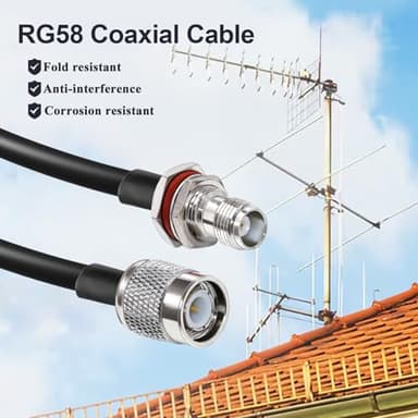 TUOLNK TNC Cable RG58 TNC Male Plug to TNC Female WiFi Antenna Extension Cable Low Loss 65.6ft (20M) TNC Coaxial Cable for Wireless Antenna Ham Radio - Image 3