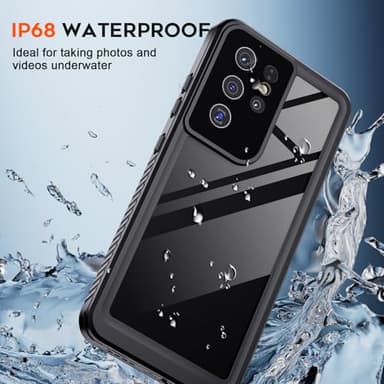 zapica Designed for Waterproof Samsung Galaxy S21 Ultra Case, Built-in Camera & Screen Protector [IP68 Waterproof][Military Drop Proof] Full Body Protective Phone Case for Galaxy S21 Ultra,Black/Clear - Image 3