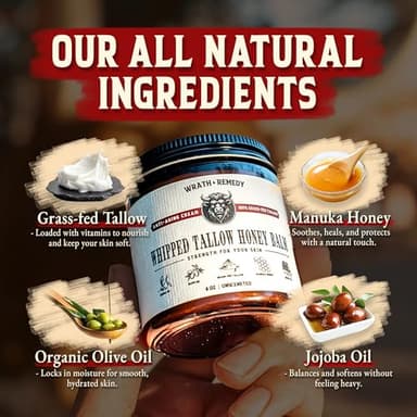 Organic Beef Tallow for Skin - 4 OZ (Unscented) — Grass Fed Beef Tallow for face + Body — US-Made Whipped Tallow and Honey Balm Moisturizer for Dry and Sensitive Skin, Eczema, Rosacea (No Additives) - Image 5