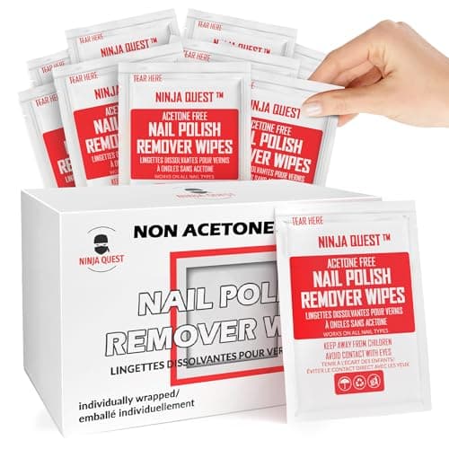 Nail Polish Remover Pads - 100% Non-Acetone - 50 Pack Bulk Set - Individually Wrapped - Quick Nail Polish Remover Wipes - Fingernail Travel Kit to Clear Nail Polish for Home & Professional Removal - Image 1