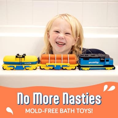 SplashEZ Train Toys for Bath | Mold Free Bath Toys for Kids & Toddlers with No Hole for Water | Train Set Ideal Size for Little Hands | Safe, Durable for Baby Tub Pool Fun for Boys Girls Ages 0 & Up - Image 2