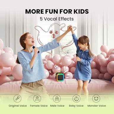IROO Mini Karaoke Machine for Kids, 2025 TOP Toys Birthday Gifts Ideas for Girls Ages 4, 5, 6, 7, 8, 9, 10, 12+ Years Old, Portable MP3 Player with 2 Wireless Mics for Party - Image 3
