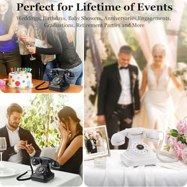 FONYICK Audio Guest Book Wedding Phone, Retro Phone Guestbook for Record Voice Messages, Personalized Wedding Guest Book Telephone for Bridal Shower, Birthday, and Daily Diary, Black - Image 6