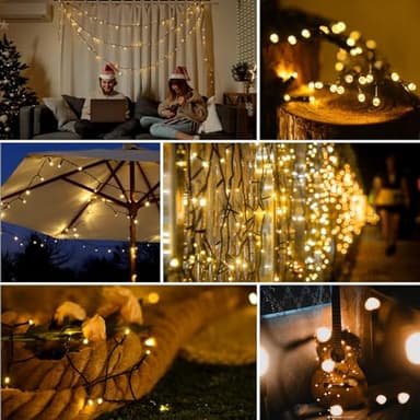 Lycklig String Solar Lights Outdoor Waterproof - 200 LED Extra-Long 82ft Solar Lights Outdoor String - Solar Powered Strings Light Waterproof for Tree Patio Garden Party Decorations Warm White - Image 6