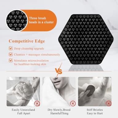 VWMYQ Silicone Face Scrubber for Men, Gentle Exfoliator Pad & Massager, Facial Cleansing Brush Silicone Face Wash Brush Removes Dead & Dry Skin (Black) - Image 5