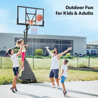 Yohood Basketball Hoop Outdoor Portable, 10ft Quickly Adjustable Basketball Goal System with 44 Inch PC Backboard & Wheels for Court/Backyard/Driveway - Image 9