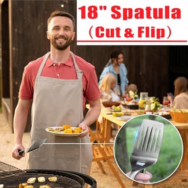 GRILLART BBQ Tools Grill Tools Set -18Inch Grilling Tools BBQ Set - Grill Accessories w/BBQ Tongs, Spatula, Fork, Brush- Stainless Grill Kit Grilling Set - Gift Ideas BBQ Accessories Gifts for Men Dad - Image 6