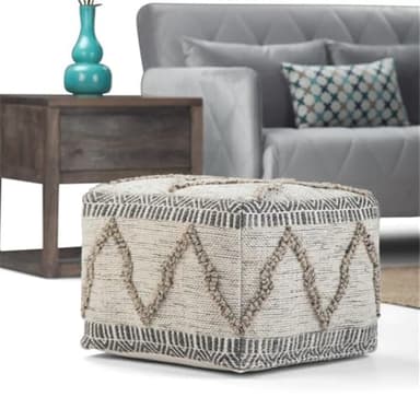 SIMPLIHOME Sweeney Boho Square Pouf in Grey, Natural Handloom Woven Pattern for the Living Room, Bedroom and Kids Room - Image 2