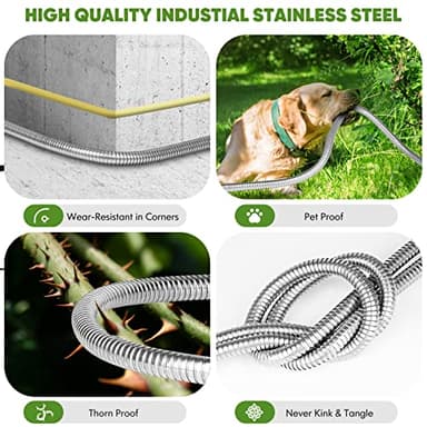 Garden Hose 150ft, Metal Stainless Steel Water Hose with 10 Function Nozzle Flexible, Lightweight, Kink-Free, Pet Proof, Puncture Proof Hose for Yard, Outdoor - Image 4