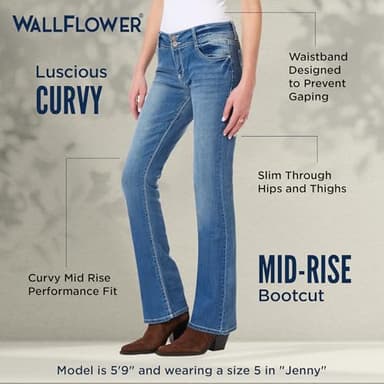 WallFlower Women's InstaStretch Luscious Curvy Bootcut Jeans, Jenny, 3 Short - Image 4