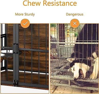 ROOMTEC Furniture Style Large Dog Crate with 360° & Adjustable Raised Feeder for Dogs 2 Stainless Steel Bowls -End Table House Pad, Indoor Use,41" L X 24" W 36" H, Classic Brown - Image 7