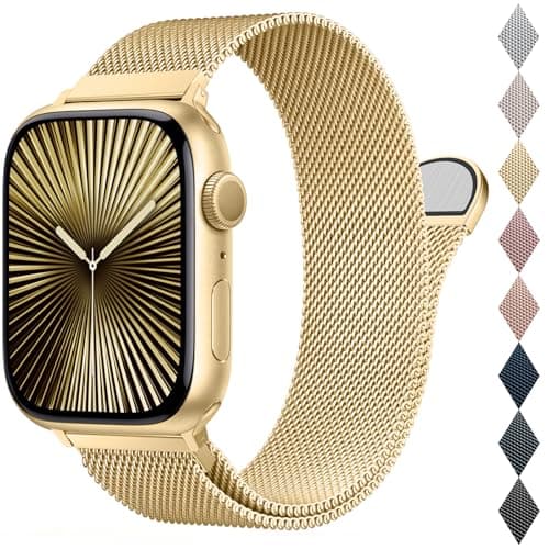 BELONGME Mesh Metal Loop Compatible with Apple Watch Band 40mm 41mm 38mm 42mm Series 11 10 9 8 7 6 5 4 3 2 1, SE 3 2 1 Women Men, Stainless Steel Strap with Magnetic Clasp for iWatch Bands - Image 1