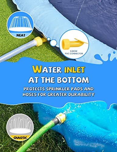 VISTOP Non-Slip Splash Pad for Kids and Dog, Thicken Sprinkler Pool Summer Outdoor Water Toys - Fun Backyard Fountain Play Mat for Baby Girls Boys Children or Pet Dog (67 inch, Blue&Blue) - Image 5