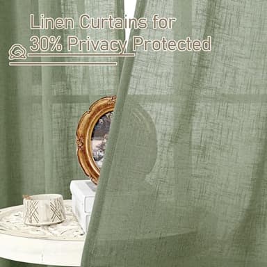 LAMIT Sage Green 72 inch Linen Curtains for Living Room 2 Panels, Linen Textured Light Filtering Semi Sheer Back Tab and Rod Pocket Window Curtain Panels for Bedroom/Farmhouse, 52 x 72 Inch - Image 7