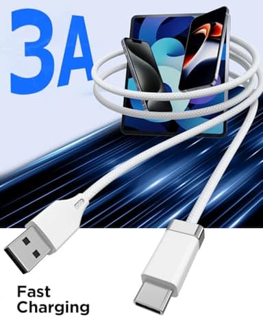 StayCable 3.3FT USB A to USB C Cable with Built-in Magnetic Holder for Nightstand, Desk and Car, 3A Fast Charging Anti-Drop Cord with 2 Adhesive Metal Plates, Braid Type-C Data Cable for iPhone 17 - Image 4