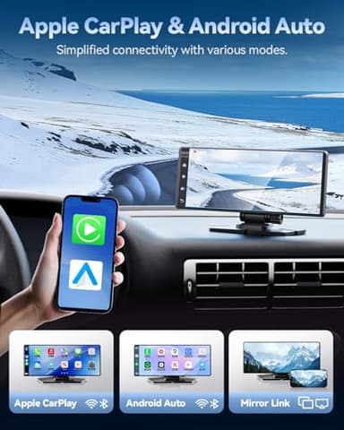 TERUNSOUl Carplay Screen for Car, 8.1" HD Portable Touch Screen Car Stereo with Android Auto, 4K Dash Cam, 1080P Backup Camera, GPS Navigation, Mirror Link, Bluetooth, AUX, FM Transmitter - Image 3
