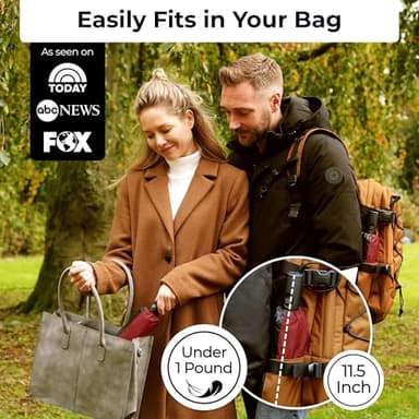 TUMELLA Strongest Windproof Travel Umbrella (Compact, Superior & Beautiful), Small Strong but Light Portable and Automatic Folding Rain Umbrella, Durable Premium Grip, Fits Car & Backpac - Image 2