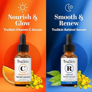TruSkin Face Serum Duo – Vitamin C & Retinol Serum for Face – Anti-Aging Skin Care Gift Set for Women – Helps Improve Appearance of Fine Lines & Wrinkles for Smoother Looking Skin, 1 Fl Oz, 2 Bottles - Image 2