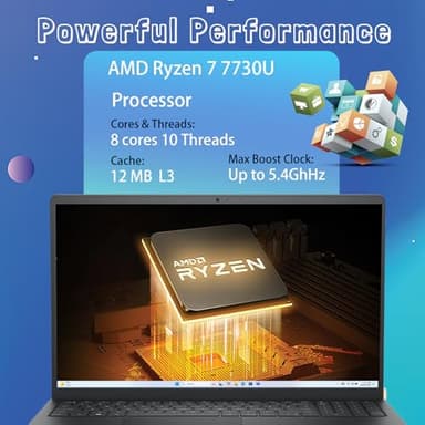 Dell Inspiron 15 3535 Touchscreen Laptop Computer - AMD Ryzen 7 7730U, 128GB RAM, 46TB SSD, 15.6'' FHD Anti-Glare Display, Win 11 Pro, Wi-Fi 6, Ai Copilot, for Business & Student, w/Accessories - Image 4