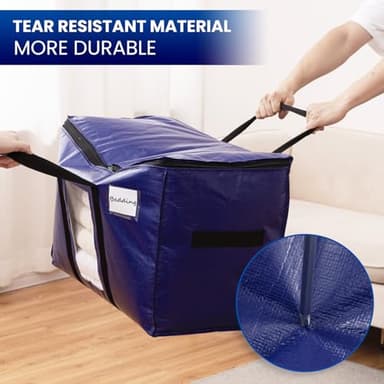 TAILI 6 Pack Dark Blue Extra Large Storage Bags, Heavy Duty Totes with Visible Window, Wrap Around Handles, Perfect for Moving - Image 6