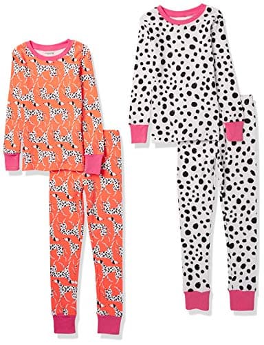 Amazon Essentials Unisex Kids' Snug-Fit Cotton Pajama Sleepwear Sets, White Dalmation, 14-16 - Image 1