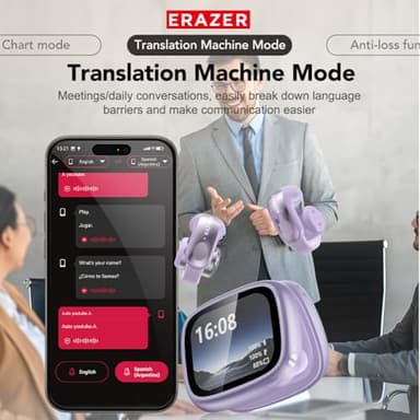 ERAZER XF28 AI Translation Earbuds Real Time Translator Earbuds LCD Touch Screen Open Ear Clip Wireless Bluetooth Translating Headphones Included for 135 Languages Translation Device with APP - Image 4