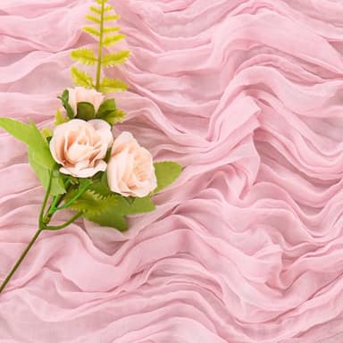 6 Pieces Pink 10FT Cheesecloth Table Runner Boho Gauze Fabric Table Runner Rustic Sheer Runner for Wedding Birthday Baby Shower Party Boho Table Decoration（Pink） - Image 5