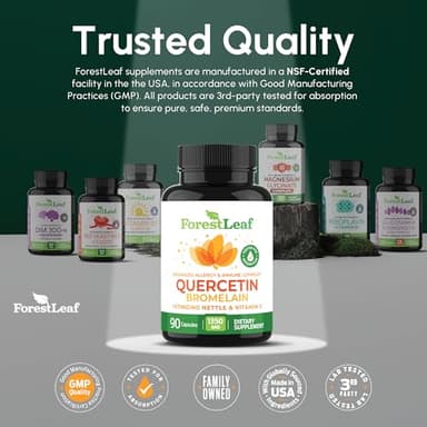 ForestLeaf Quercetin with Bromelain 1350mg - Blend with Vitamin C & Stinging Nettle Supplement, Quercetin 500mg Capsules, Non-GMO Gluten Free, Natural Immune & Respiratory Function, 90 Veggie Caps - Image 7