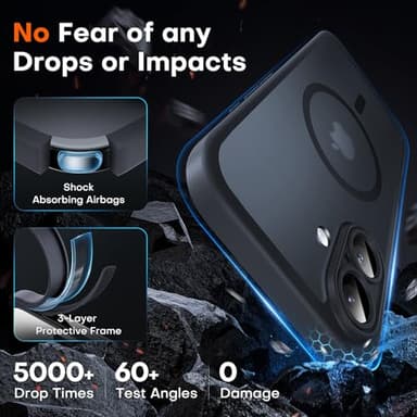 TOCOL Magnetic for iPhone 16 Case, Upgraded Full Camera Protection, Compatible with Magsafe, Drop Protection, Translucent Matte Back Bumper Phone Cover 6.1-Inch（Black） - Image 4