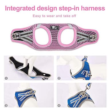 Dog and Cat Universal Harness with Leash - Cat Harness Escape Proof - Adjustable Reflective Step in Dog Harness for Small Dogs Medium Dogs - Soft Mesh Comfort Fit No Pull No Choke, Pink, L - Image 5