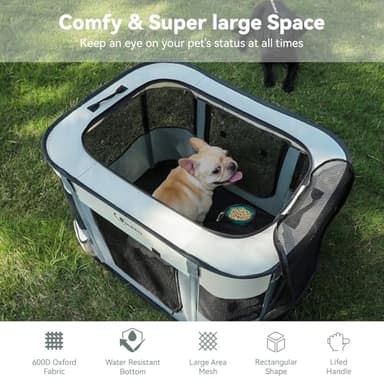Siedihit Dog Playpen,Cat Pet Puppy Pen,Portable Playpens for Dogs Indoor Outdoor Travel Camping Use,Foldable Dog Kennel Crate for Rabbit Small Animals with and Tent Stakes (Grey, Lagre) - Image 5