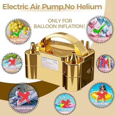 DECOCKRAT Balloon Pump - Electric Dual Nozzle Air Pump for Balloon, Portable Balloon Blower Save Time and Effort, Balloon Inflator for Parties and Decorations - 110V-120V, 600W - Image 5
