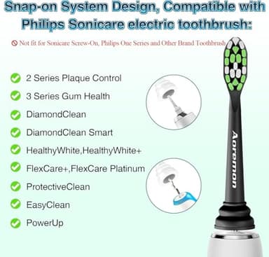 Aoremon Toothbrush Replacement Heads for Phillips Sonicare Replacement Brush Head Compatible with Most Philips Sonicare Click-on Electric Toothbrush, Black 10 Pcs - Image 3