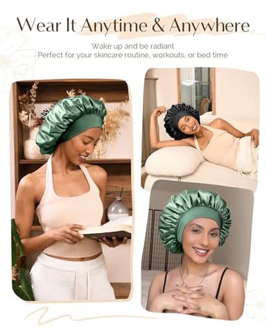 YANIBEST Silk Bonnet for Sleeping Women, Double Layer Hair Satin Bonnets with Elastic Band, Sleep Cap Curly Natural Hair - Image 6