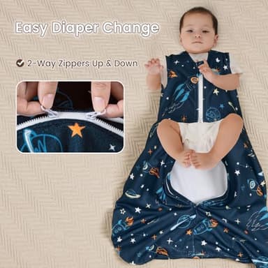 david's kids 3 Pack Micro Fleece Baby Sleep Sack 12-18 Months, Soft Baby Wearable Blankets with 2-Way Zipper, Comfy Sleeping Bags for Toddler Boys Girls Neutral, Large Size, Space - Image 5