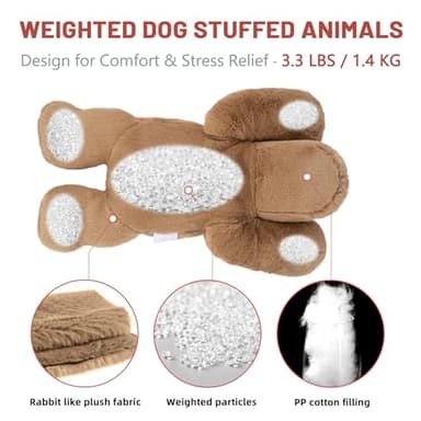 Niuniu Daddy Weighted Dog Stuffed Animals for Anxiety, 3.3lb Weighted Plush Dog Toy Pillowfort for Adults Kids Girls Boys, Large Stuffed Puppy Plush Pillow as Gift for Valentine Include Bag Sticker - Image 7