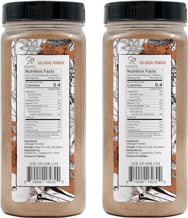 Soeos Galanga Powder 8oz (227g), Twin Pack, 16oz Total, Non-GMO, Kosher, Greater Galanga, Alpinia Galanga, Perfect for Tom Yum and Tom Kha Soups,Product of Vietnam, Galangal Powder for Cooking. - Image 2