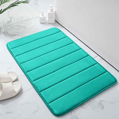 Buganda Memory Foam Bath Mat, 24" x 16", Ultra Soft and Non-Slip Bathroom Rugs, Water Absorbent and Machine Washable Bath Rug for Bathroom, Shower, and Tub, Teal - Image 9
