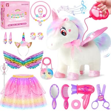 Unicorn Toys for Girls Age 4-6 Unicorn Gifts, Walking Talking Singing Interactive Toy, Remote Control Plush Unicorn Pet Care Toy, SOLIEHOO Unicorn Dress up Clothes for Toddler Girls Kids 3 4 5 6 Years - Image 1