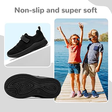 nerteo Toddler Sneakers Boys Girls Kids Running School Uniform Shoes | Breathable, Lightweight. Machin Washable All Black 13 M US Little Kid - Image 4