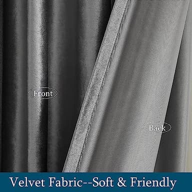 PRIMROSE Dark Grey Velvet Curtains 120 inch Long for Living Room,Set of 2 Panels Blackout Rod Pocket Back Tab Window Treatment Room Darkening Heavy Decorative Curtains Drapes for Bedroom - Image 5